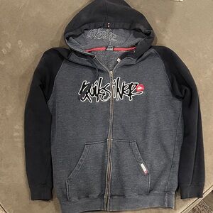 Quiksilver Charcoal and Black Zip-Up Hoodie